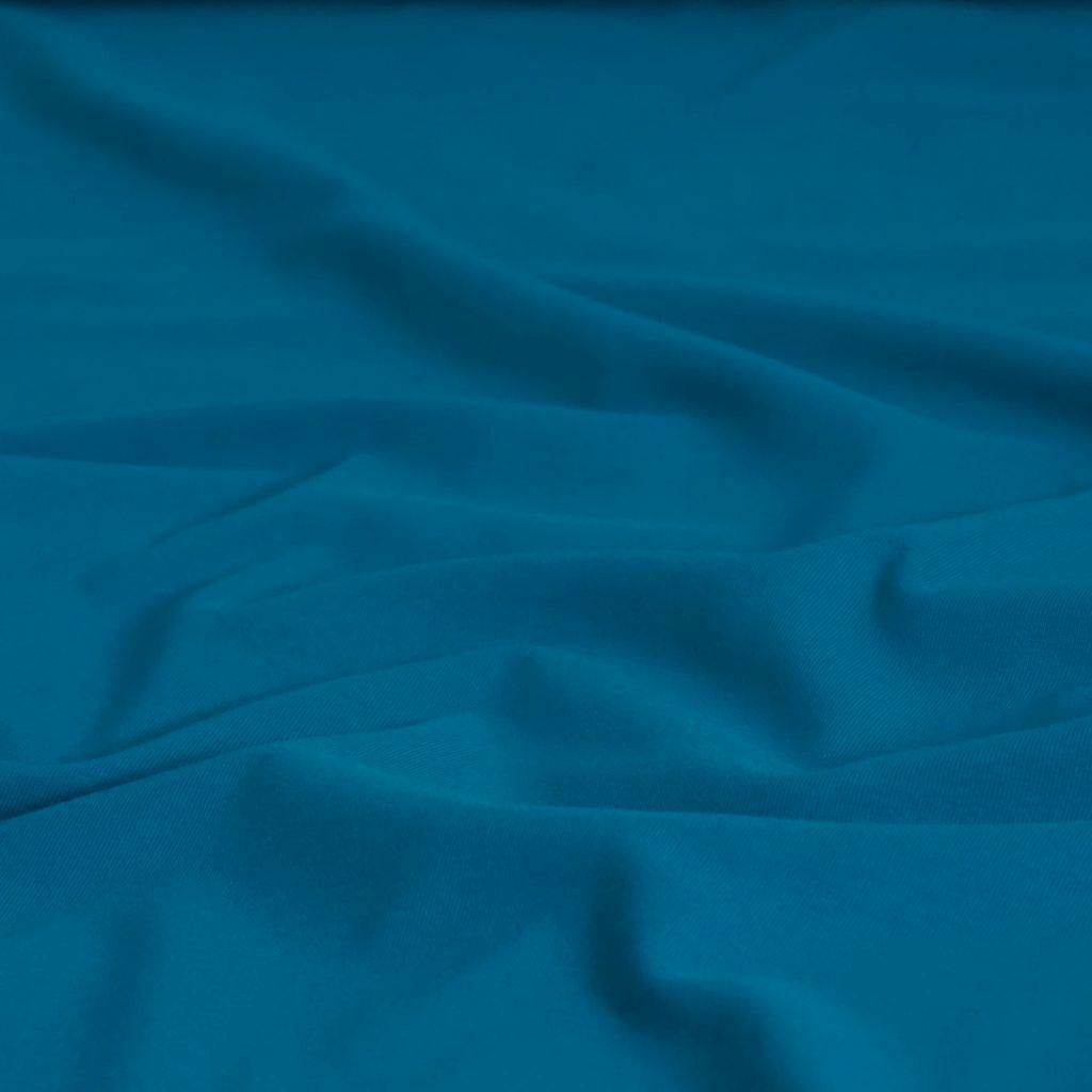 Singlejersey uni aus Baumwolle hellpetrol - Bio